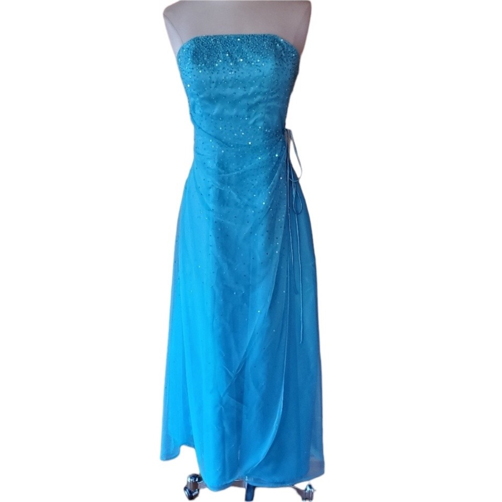 1980s Mori Lee Beaded & Sequin‎ Strapless Dress